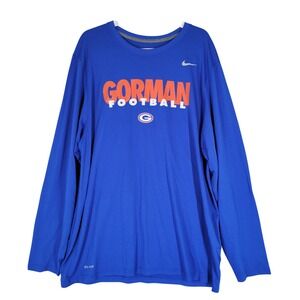 Nike Gorman Football Shirt Mens XXL Blue Dri-FIT Long Sleeve Tee Swoosh